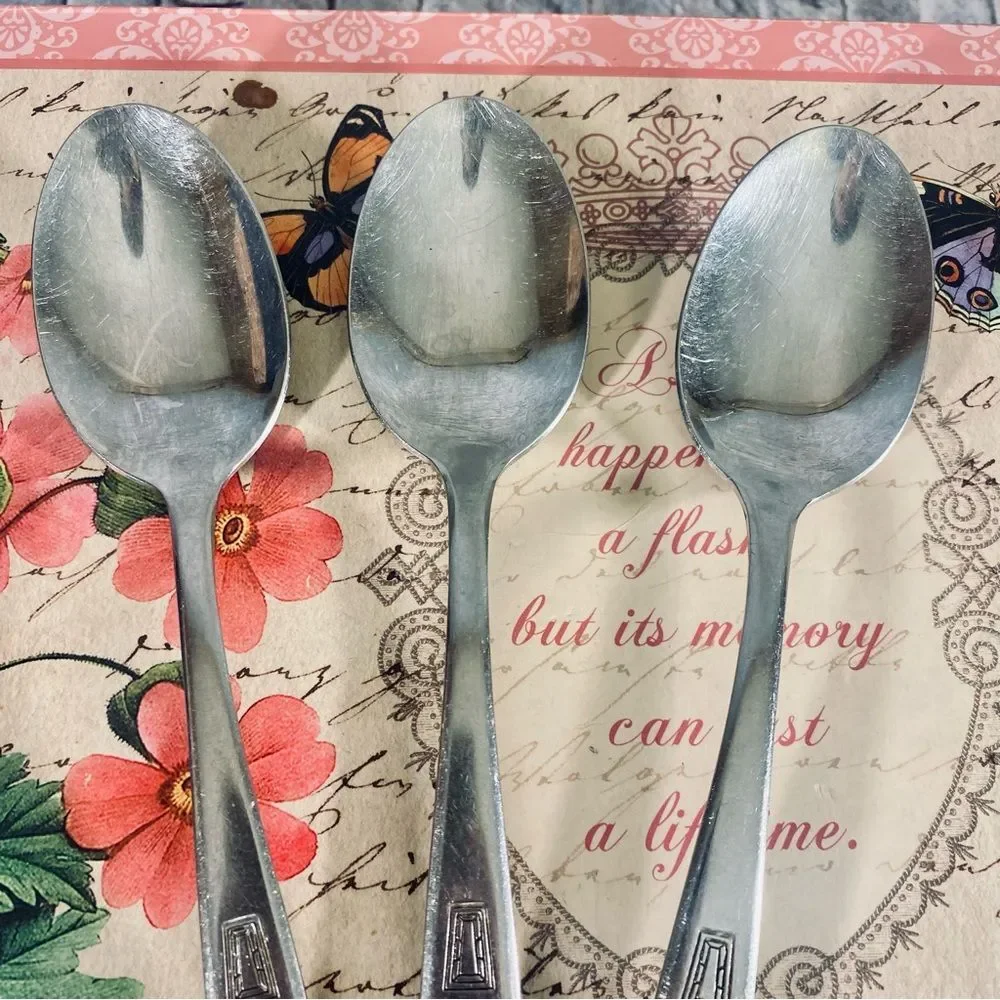 Vintage Lady Hibbard Stainless Steel Tablespoons 3 Piece Replacements Set